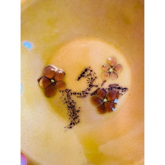 Vtg Enamel on Copper Ashtray by Bovano of Cheshire Conn, Mid Century Floral Dish - Picture 4 of 8